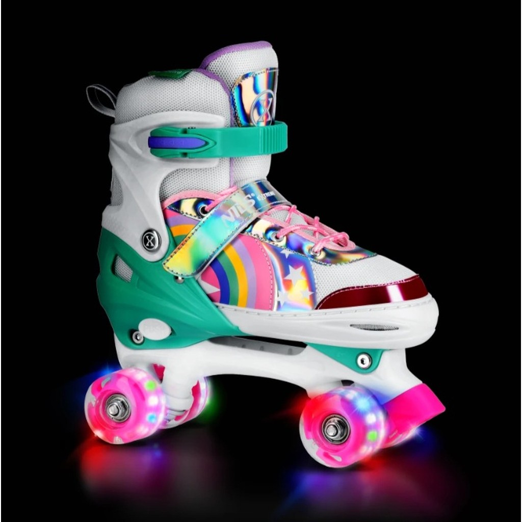 NILS LED Rulleskøjte Side by Side Rainbow