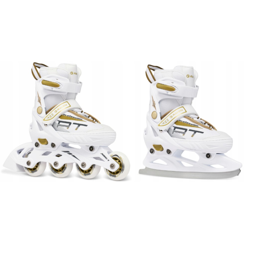 Raven 2i1 Profession Rulleskøjte White GOLD MED ISSKØJTE