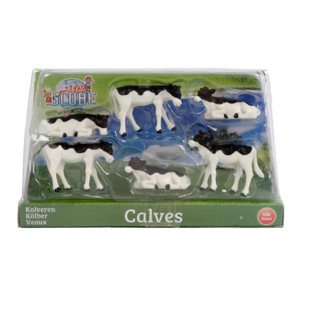 Kids Globe 6 stk kalve sort/hvid størrelsen 1:32