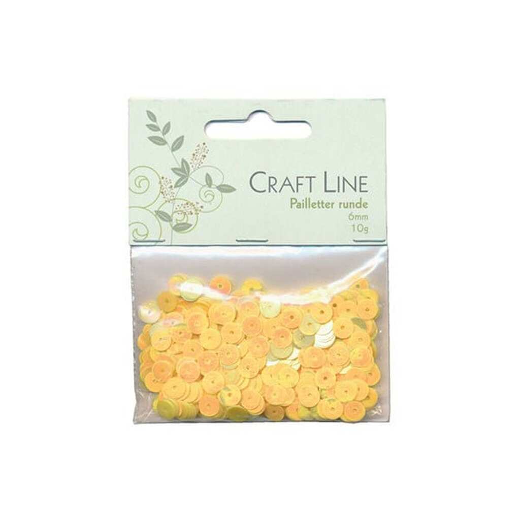 Pailletter Gul Runde 6mm 10g