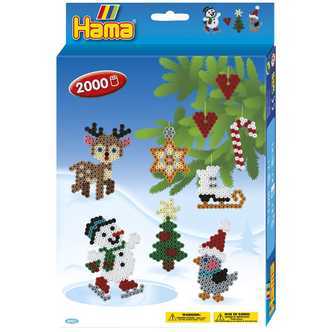 Hama Midi Perlesæt - Julemotiver til ophængning 2.000 Perler + Perleplade