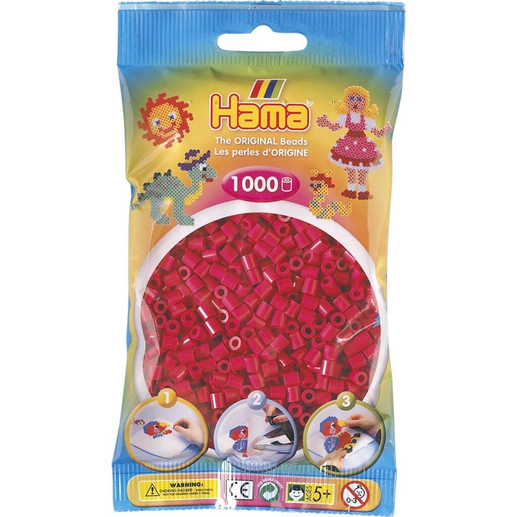 Hama Perler - 1000 stk vinrød - Midi (207-29)