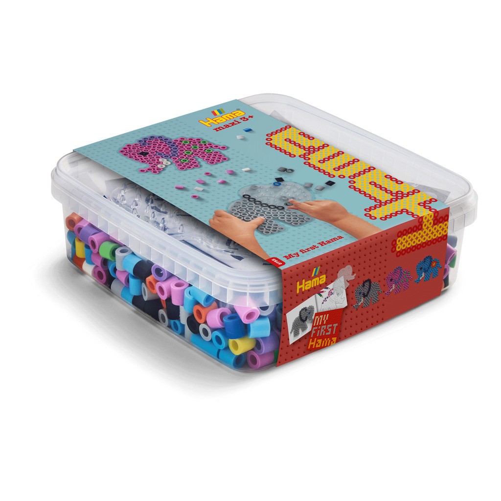 Hama maxi perler og stiftplade i bøtte, Elefant
