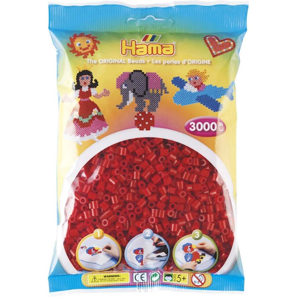 Hama Perler  3000 stk Mørk rød Midi (201-22)