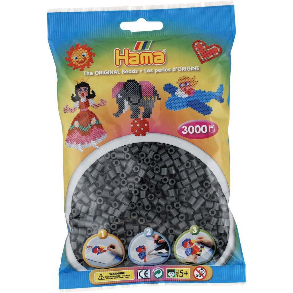 Hama Perler  3000 stk Mørk grå Midi (201-71)