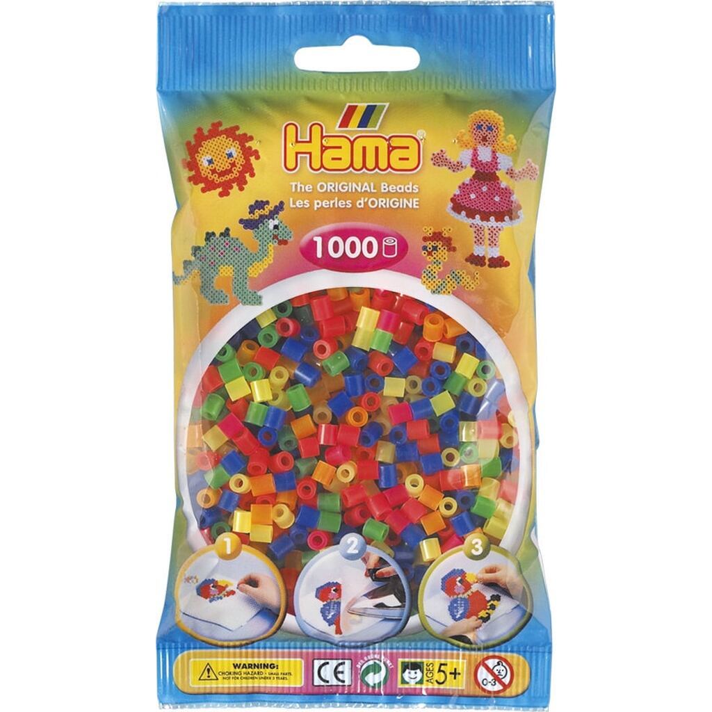 Hama Perler - 1000 stk neon mix - Midi (207-51)