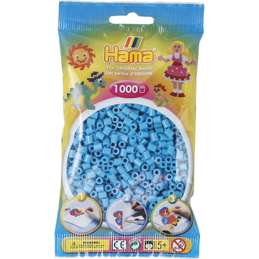 Hama Perler - 1000 stk azurblå - Midi (207-49)