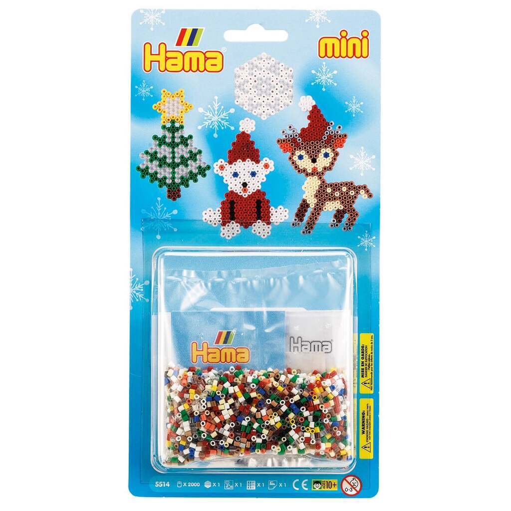 Hama Mini Perlesæt - Juleæske 2.000 Mini Perler + Sekskantet Perleplade