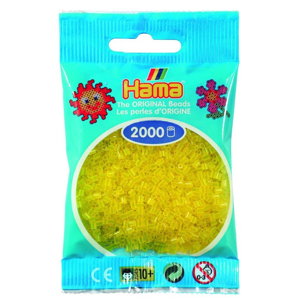 Hama Mini Perler  2.000 stk transp. gul - Mini (501-14)