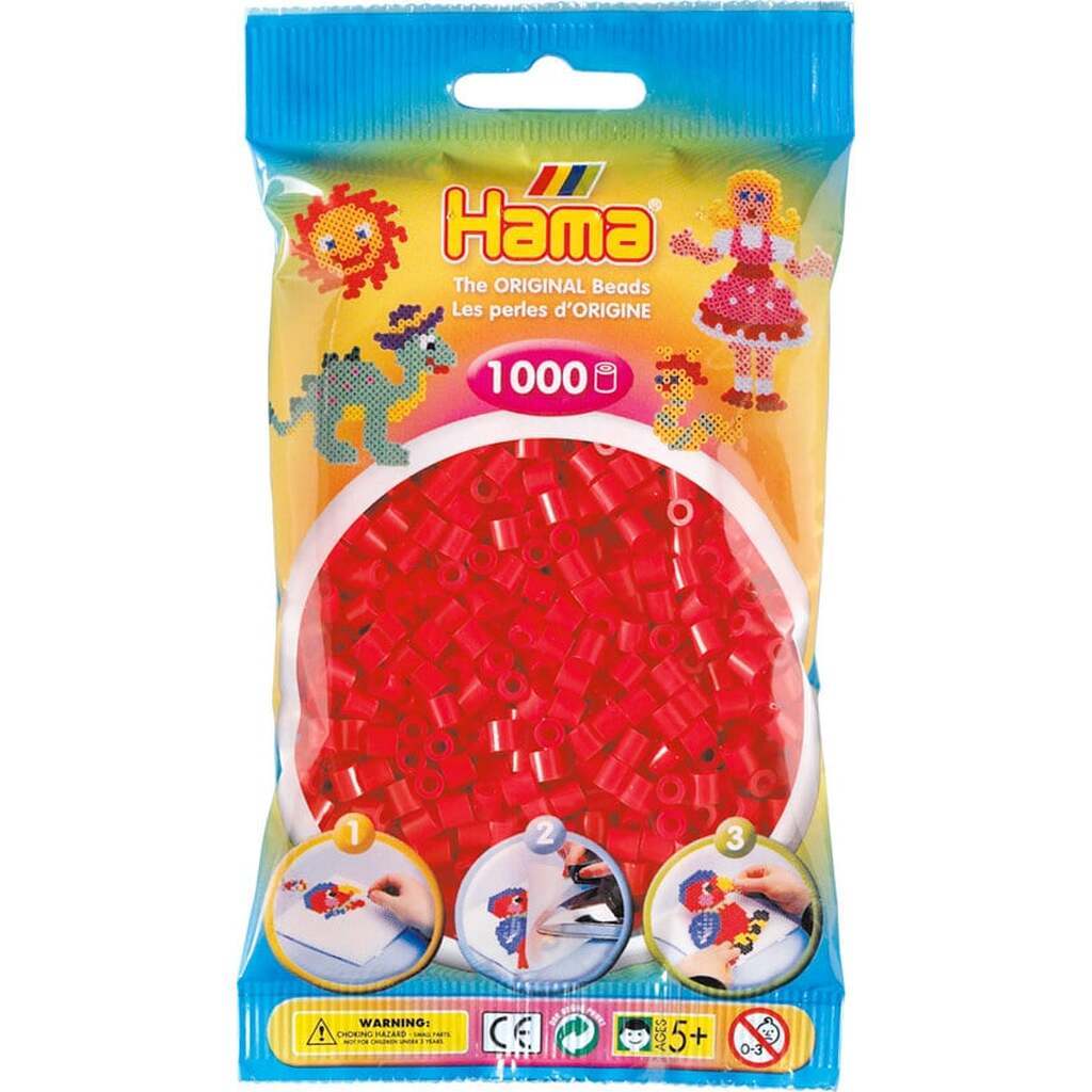 Hama Perler - 1000 stk rød - Midi (207-05)