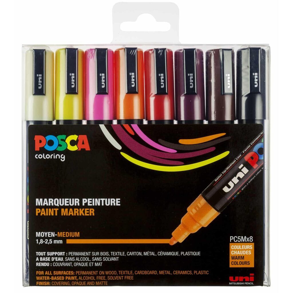 Posca Tusser Sæt Varme Farver PC-5M - 8 stk.