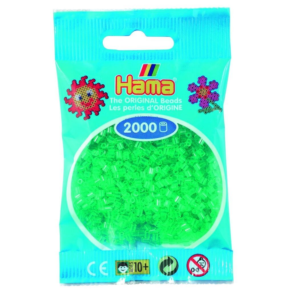 Hama Mini Perler  2.000 stk transp. grøn - Mini (501-16)