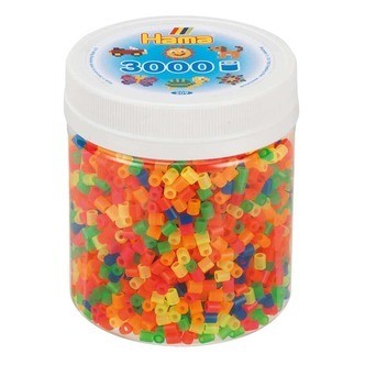 Hama perler  Bæger med 3000 stk  Mix Neon  Midi