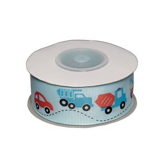 Dekobånd lyseblå m/køretøjer 25mm 10m