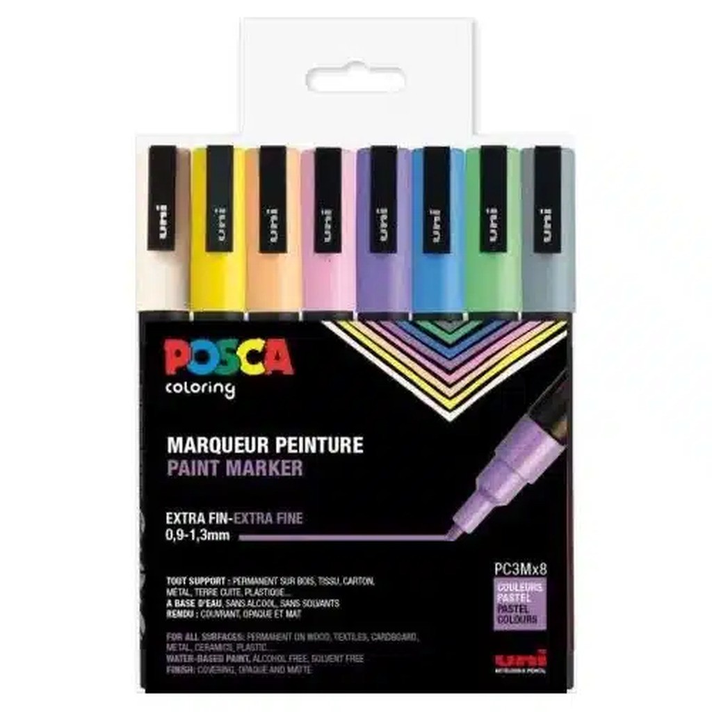 Posca Tusser Sæt Pastel Farver PC-3M  8 stk.