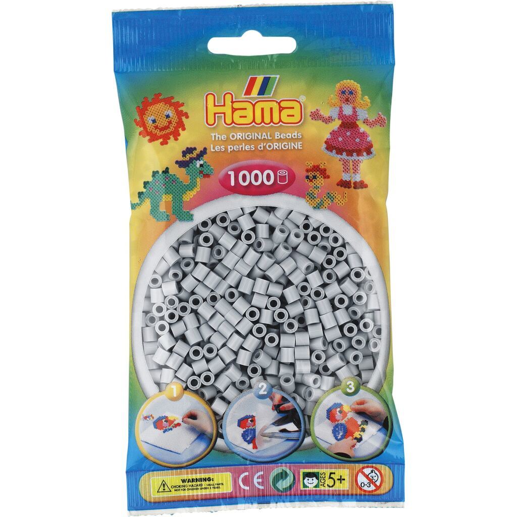 Hama Perler - 1000 stk lys grå - Midi (207-70)