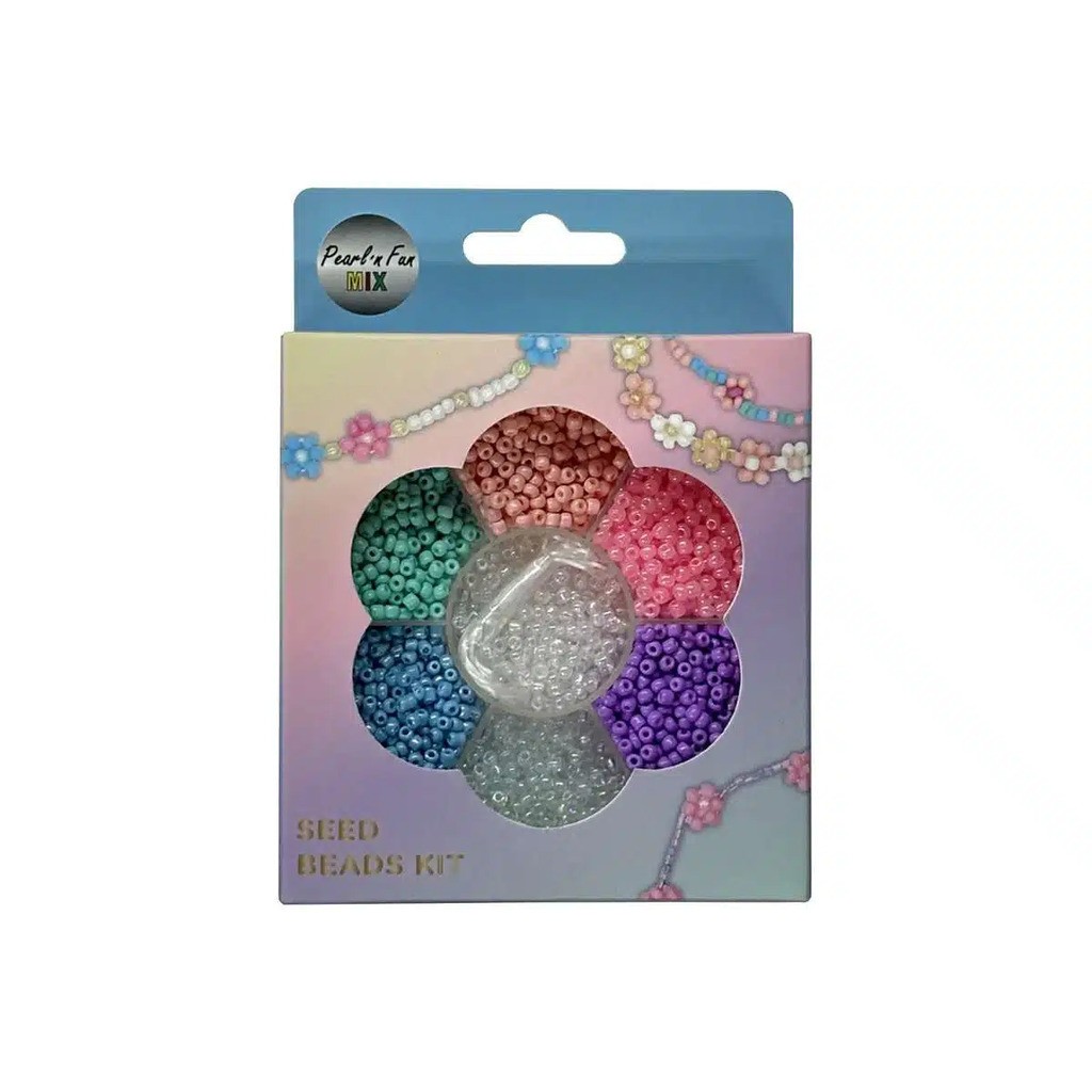 Glasperlemix 90g multi, inkl. smykkesnor