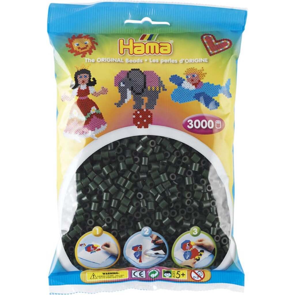 Hama Perler  3000 stk Mørkegrøn Midi (201-28)