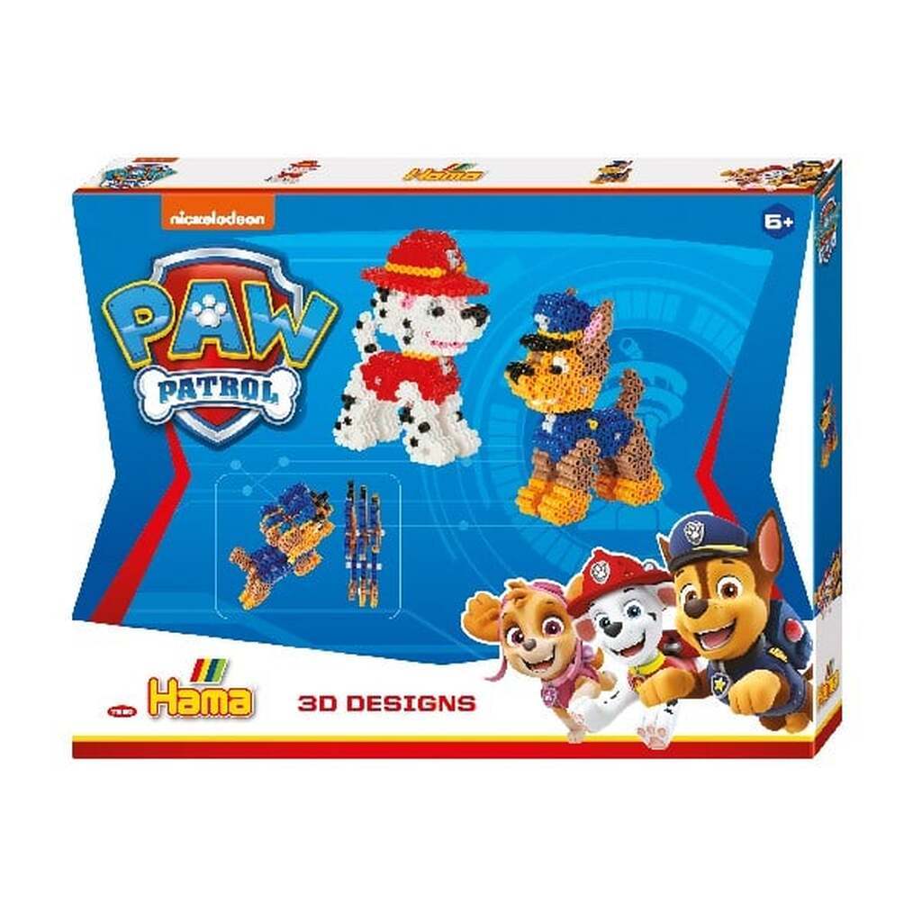Hama Perler - Paw Patrol Gaveæske 4000 stk - 3D Paw Patrol Figurer  - Midi