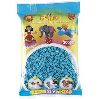 Hama Perler  3000 stk azurblå  Midi (201-49)