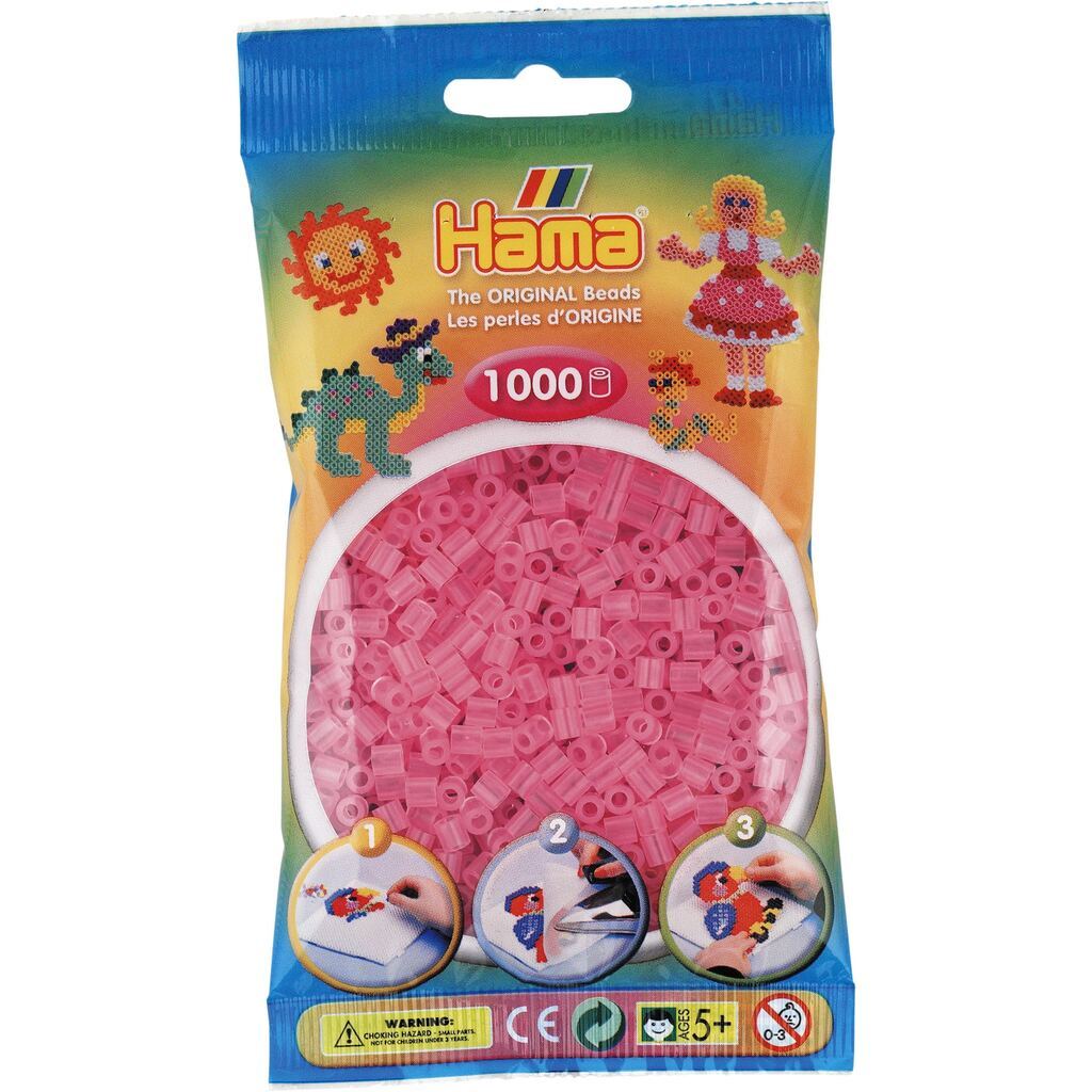 Hama Perler - 1000 stk Transparent Pink - Midi (207-72)