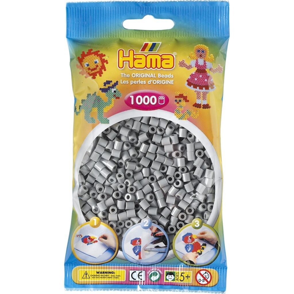 Hama Perler - 1000 stk grå - Midi (207-17)