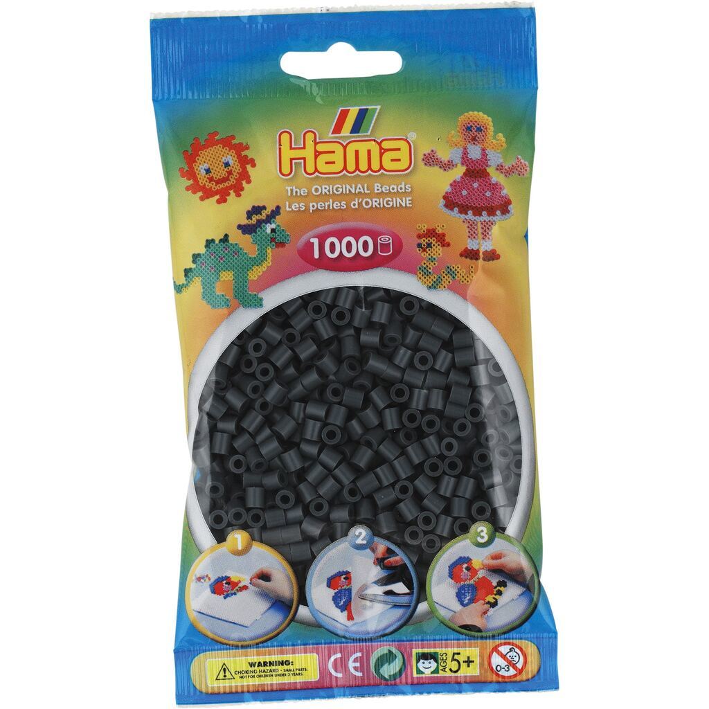 Hama Perler - 1000 stk mørk grå - Midi (207-71)