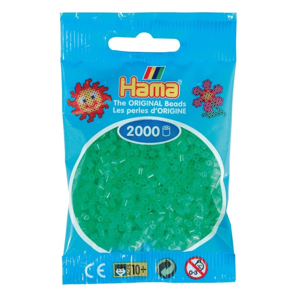 Hama Mini Perler  2.000 stk neon grøn - Mini (501-37)