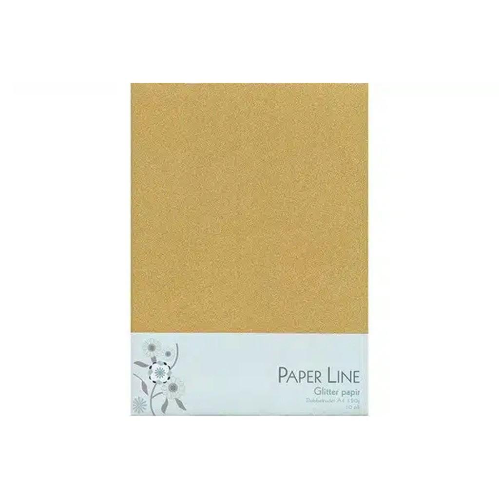 Glitter papir dobbelt A4 120g, 10stk pakke guld