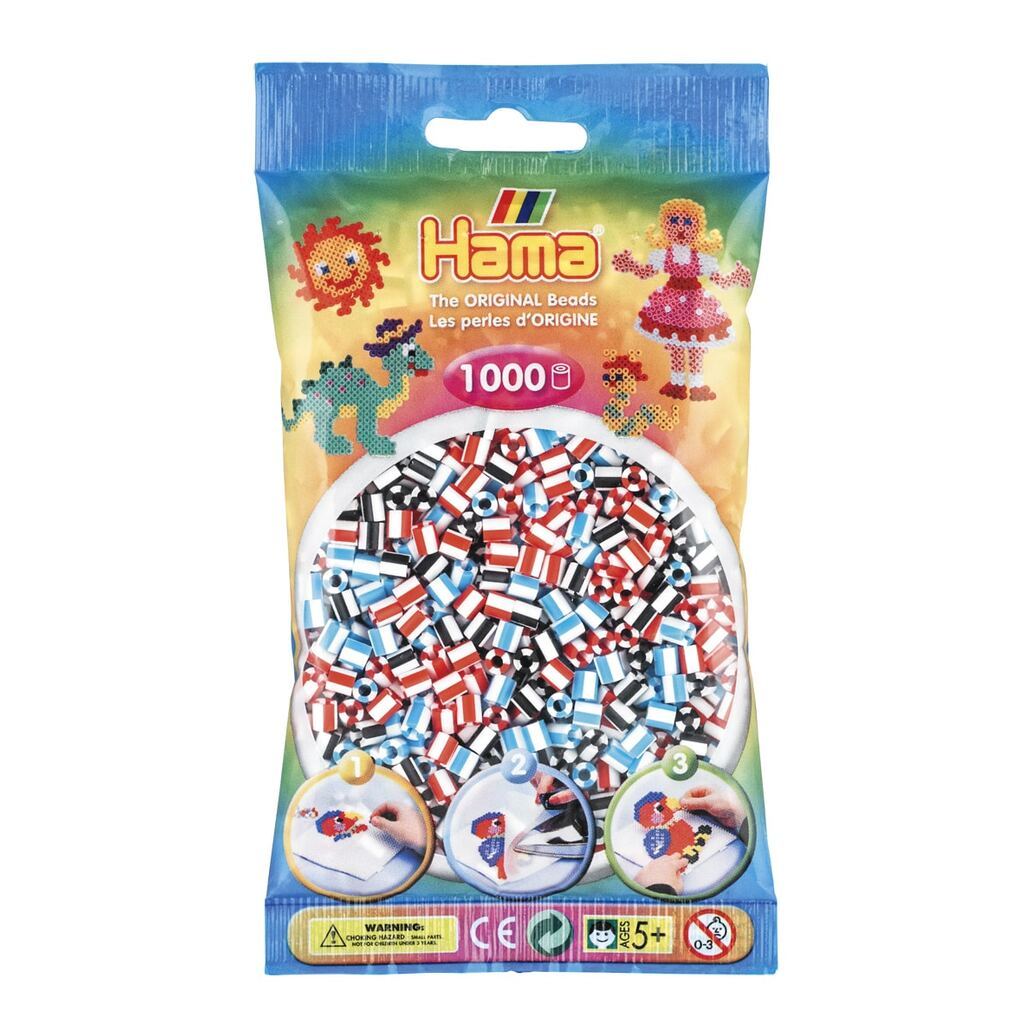 Hama perler - 1000 stk stribet - mix farver - Midi (207-91)