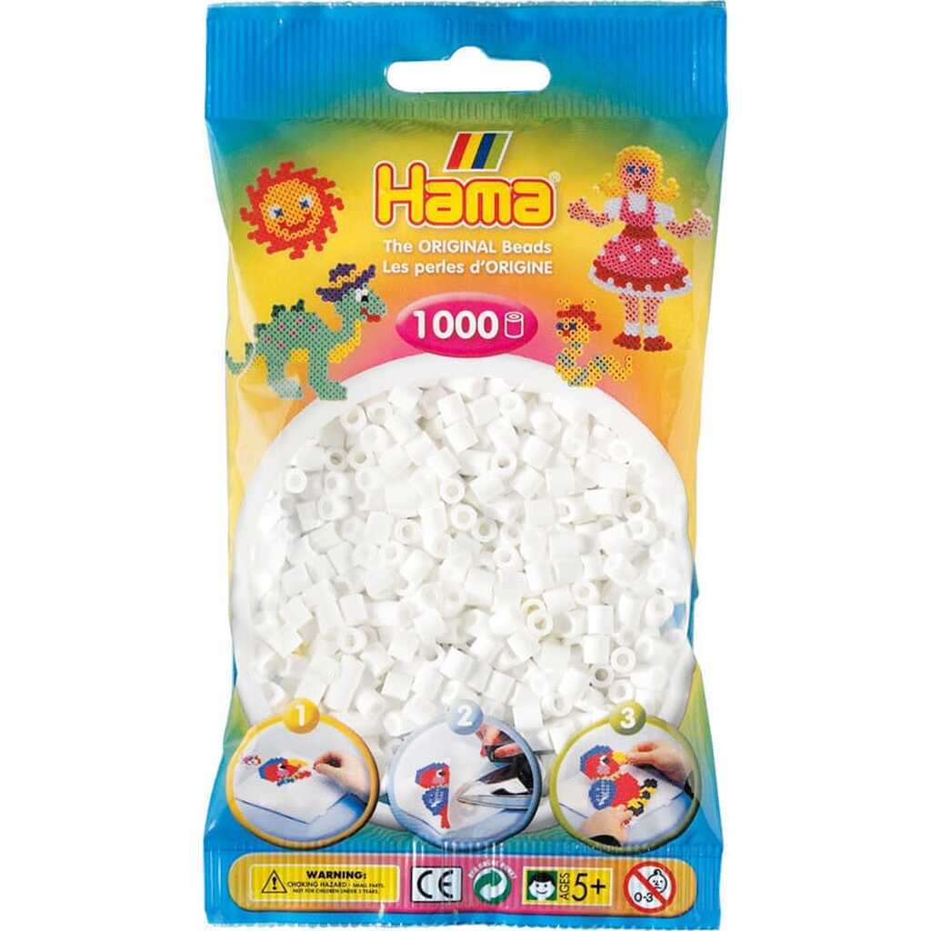 Hama Perler - 1000 stk hvid - Midi (207-01)