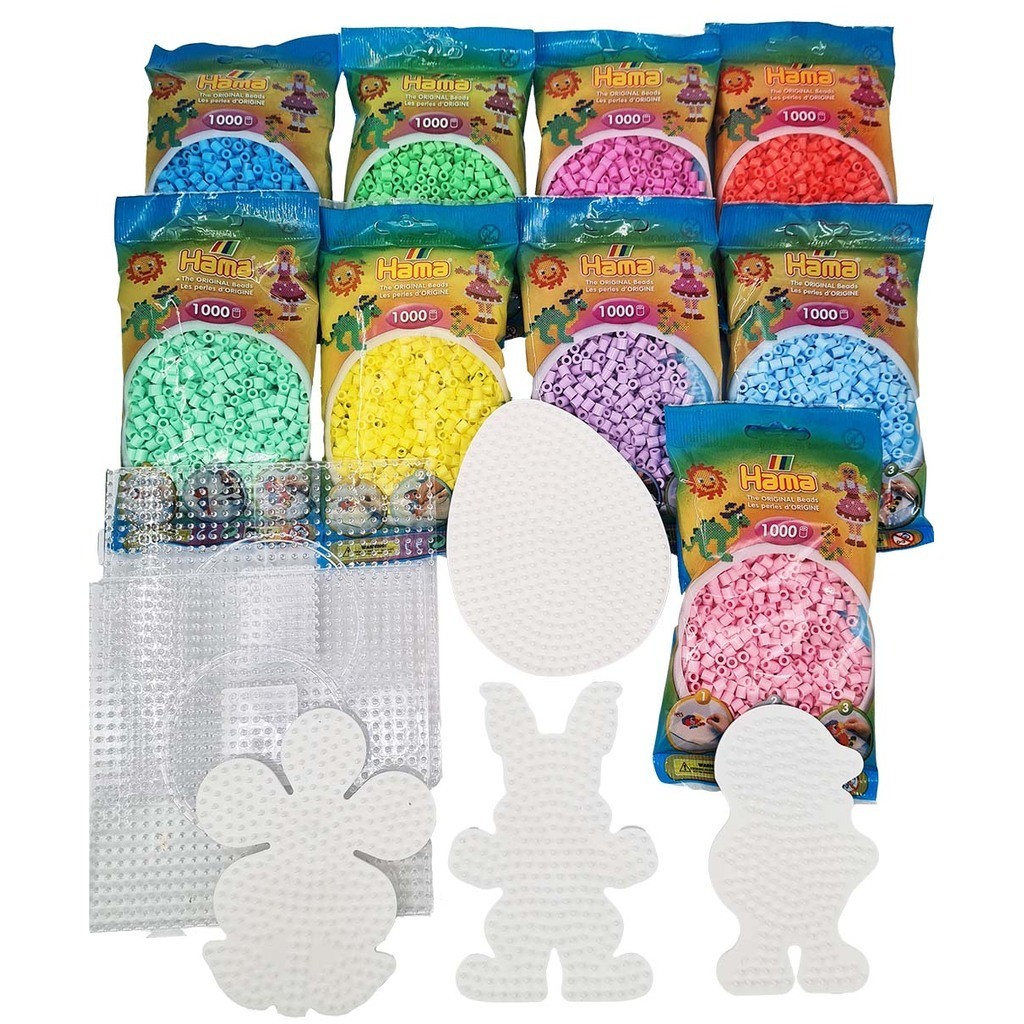 Forår/Påske Hama Krea-pakke med 9.000 Perler + 6 Perleplader