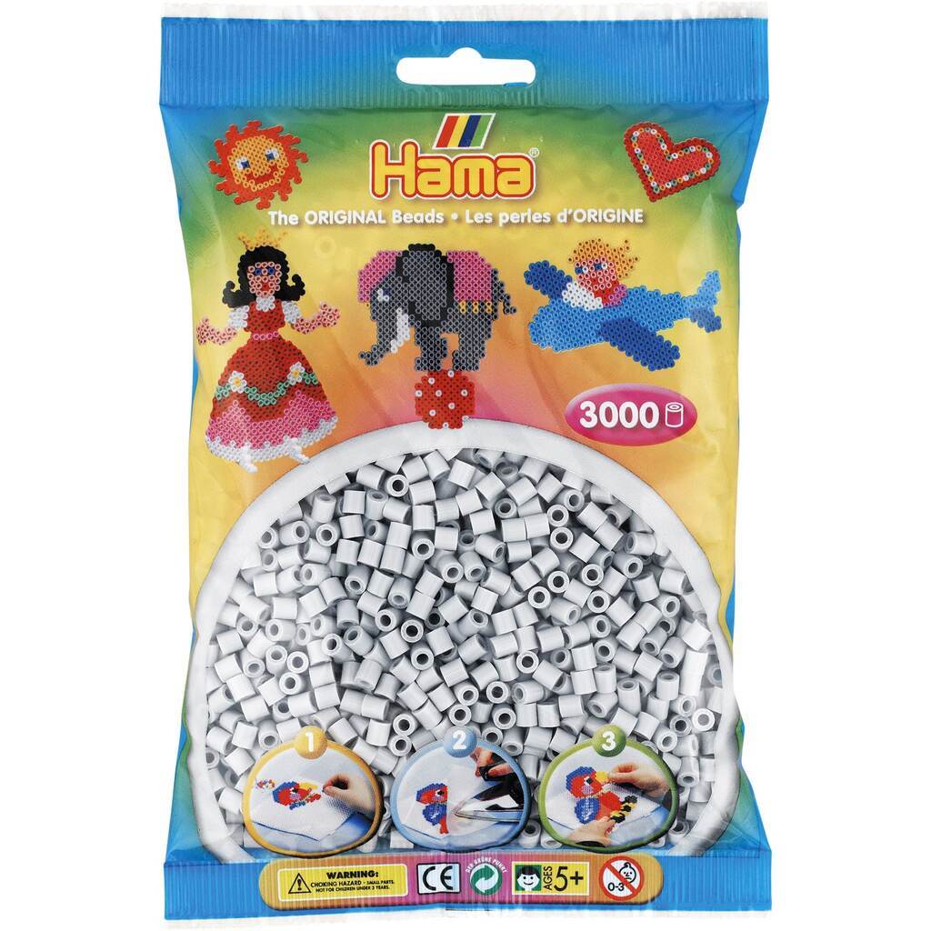 Hama Perler  3000 stk Lysegrå Midi (201-70)