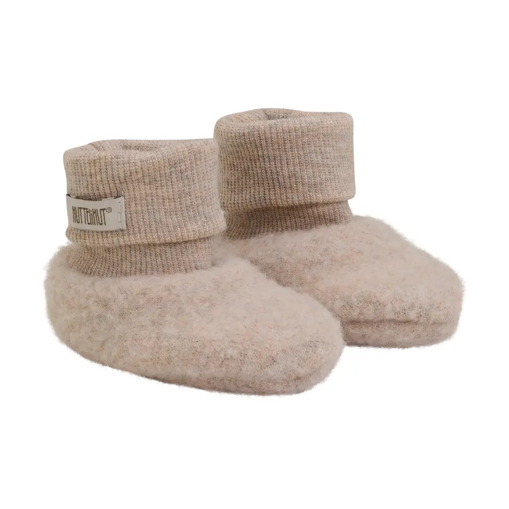 Uld Fleece Footies - Camel melange - 50/56