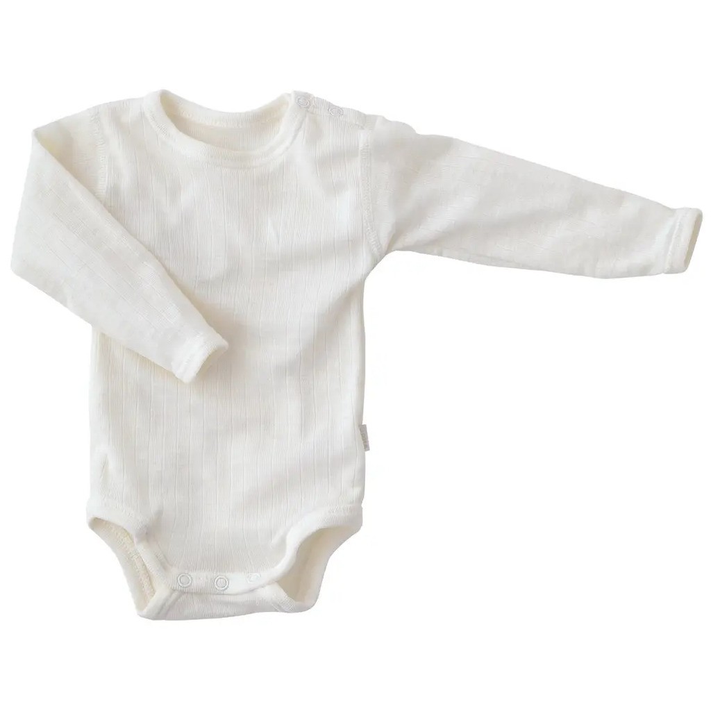 Lang Ærmet Body i Rib - Joha Uld - Natur - 50