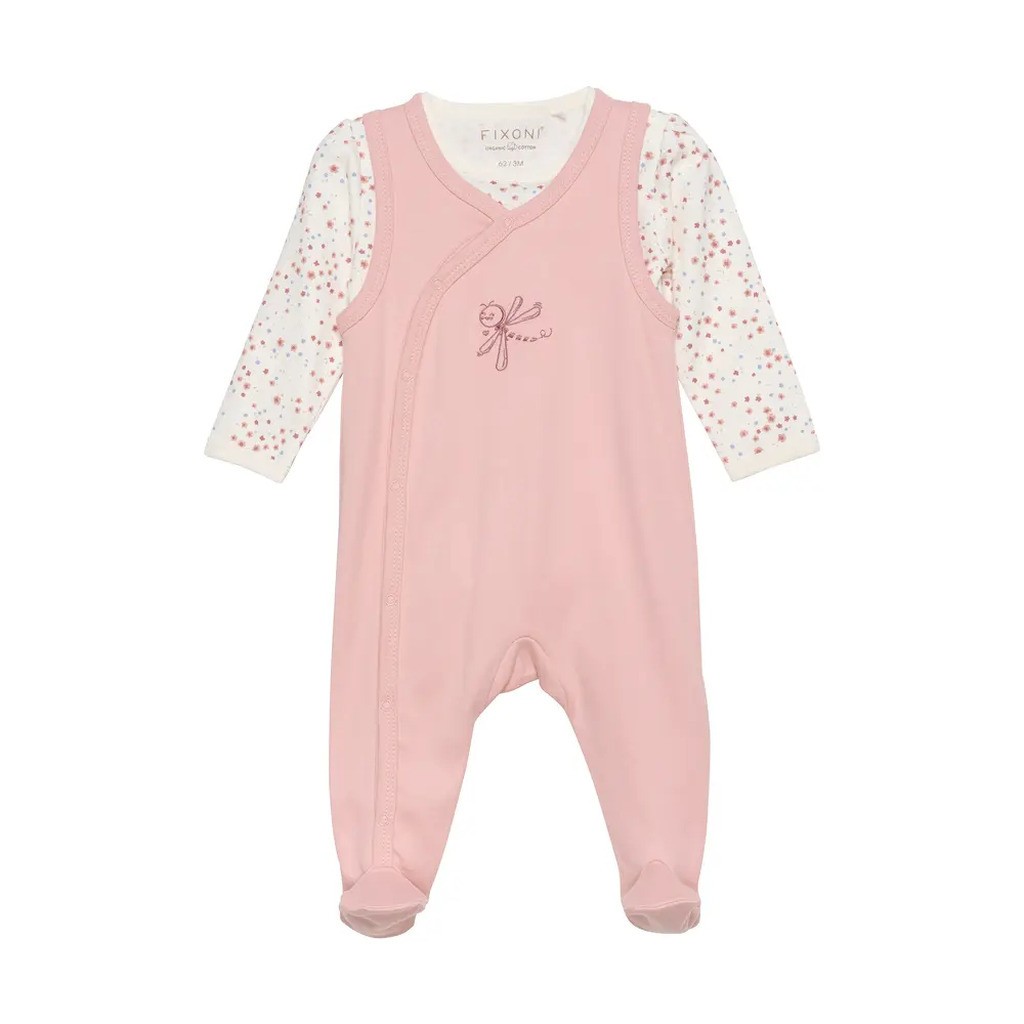 Body langærmet m.romper - Misty Rose - 62