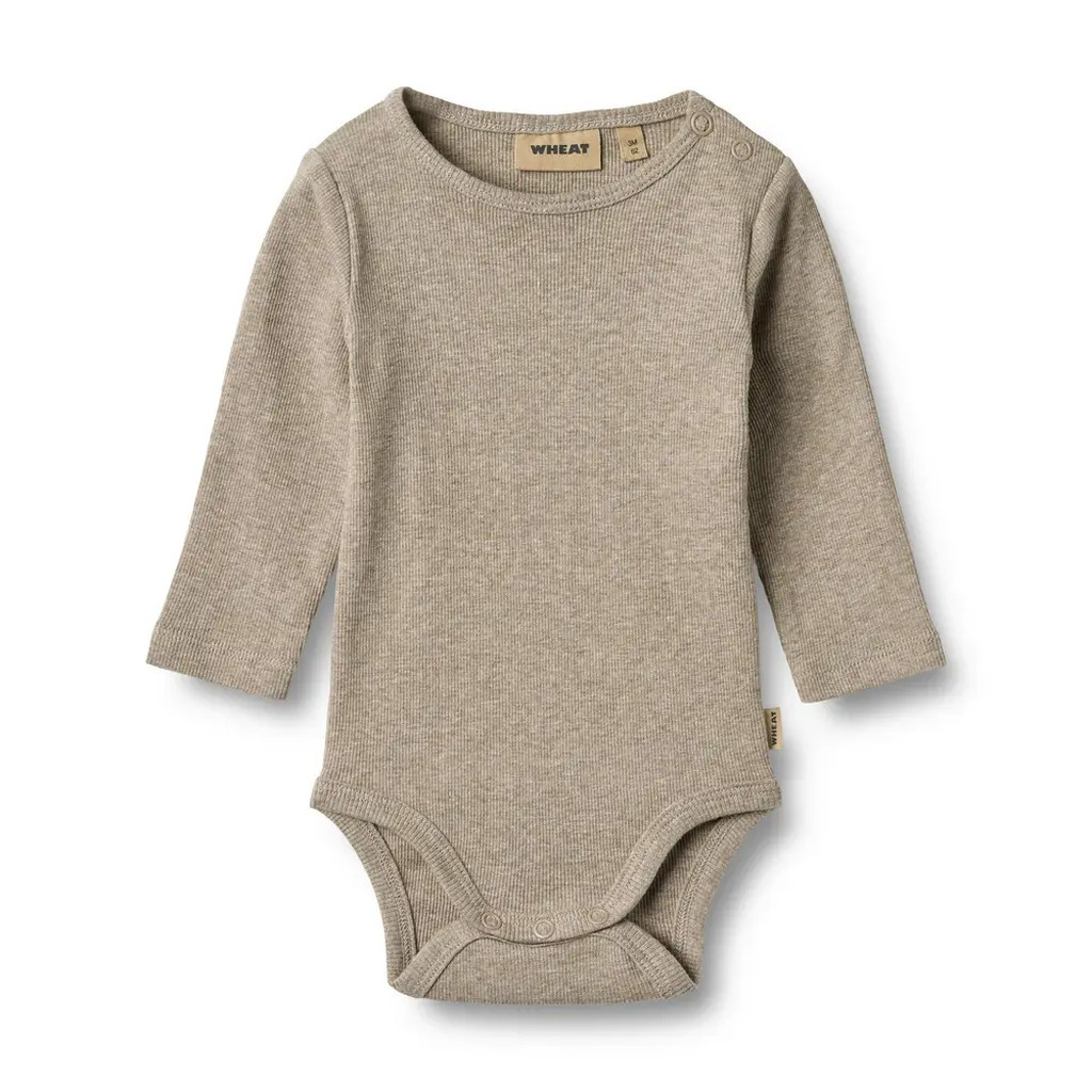 Wheat Spencer Langærmet Rib Body - Gravel Melange - 74