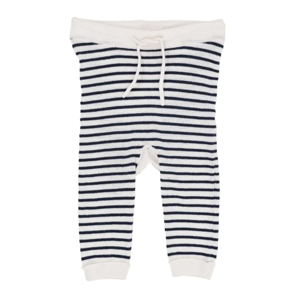 Let strikket leggings m. striber - NAVY - 80