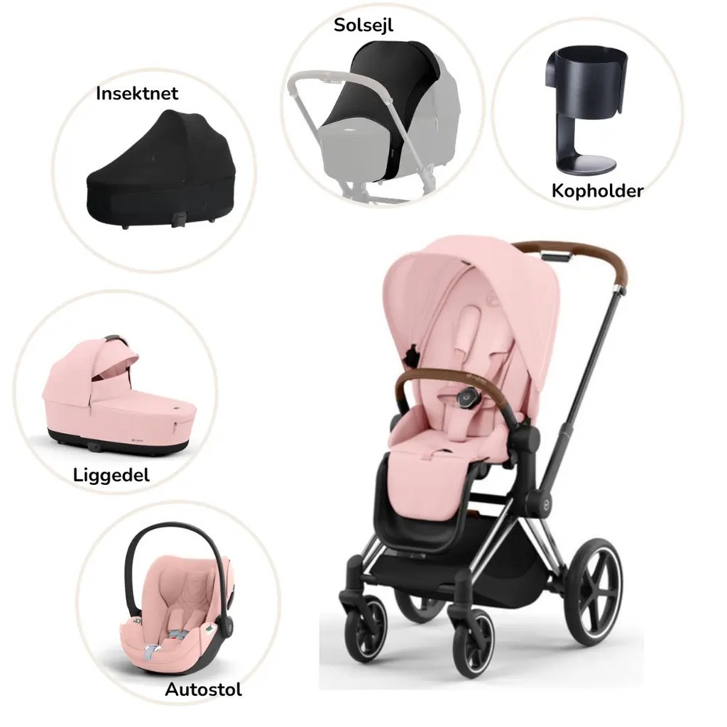 Priam pakke - peach pink/chrome brown PLUS