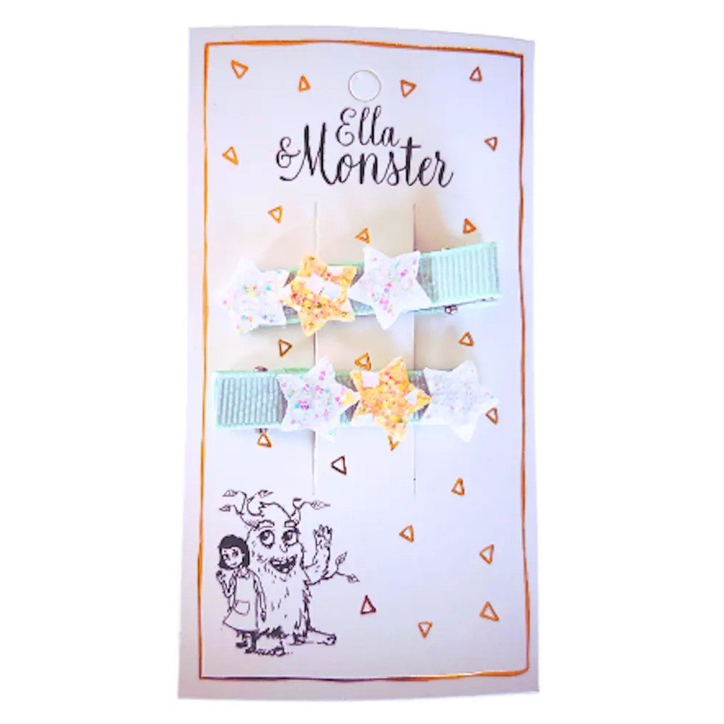 Hårclips Sparkle Star Line Green