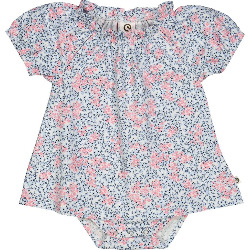 Petit blomstret pufærme body kjole - Balsam cream/ Bubblegum/ Night blue - 56