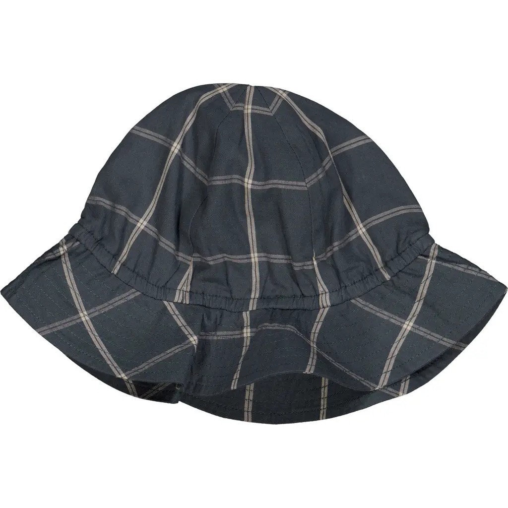 Check sommerhat med tern - Night blue/ Cashmere - 80/86