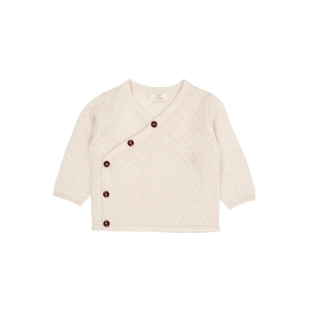 Crossover cardigan m. hulmønster i merinould - CREAM - 86
