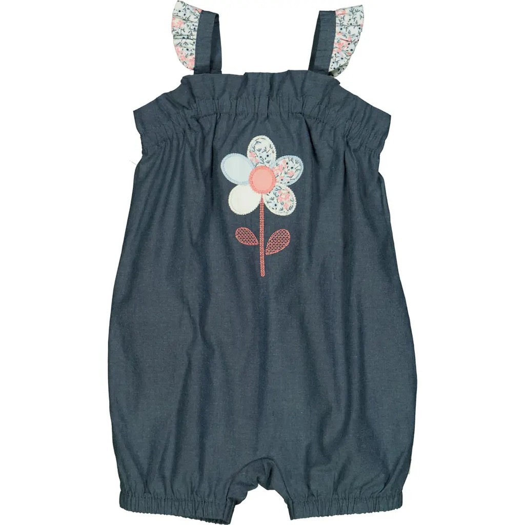 Petit sommerdragt med en blomst - Chambray - 92
