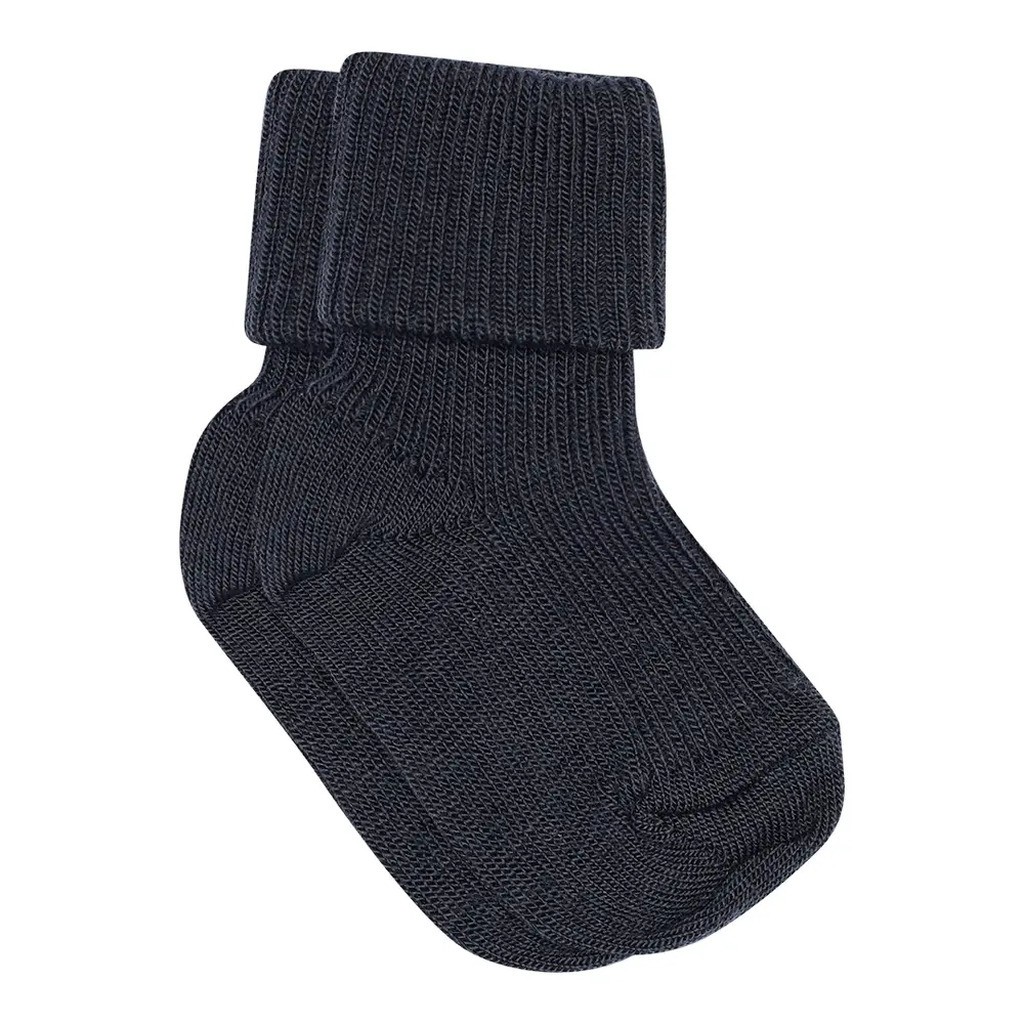 Uld Ankelstrømpe  Rib - Navy - 17/18