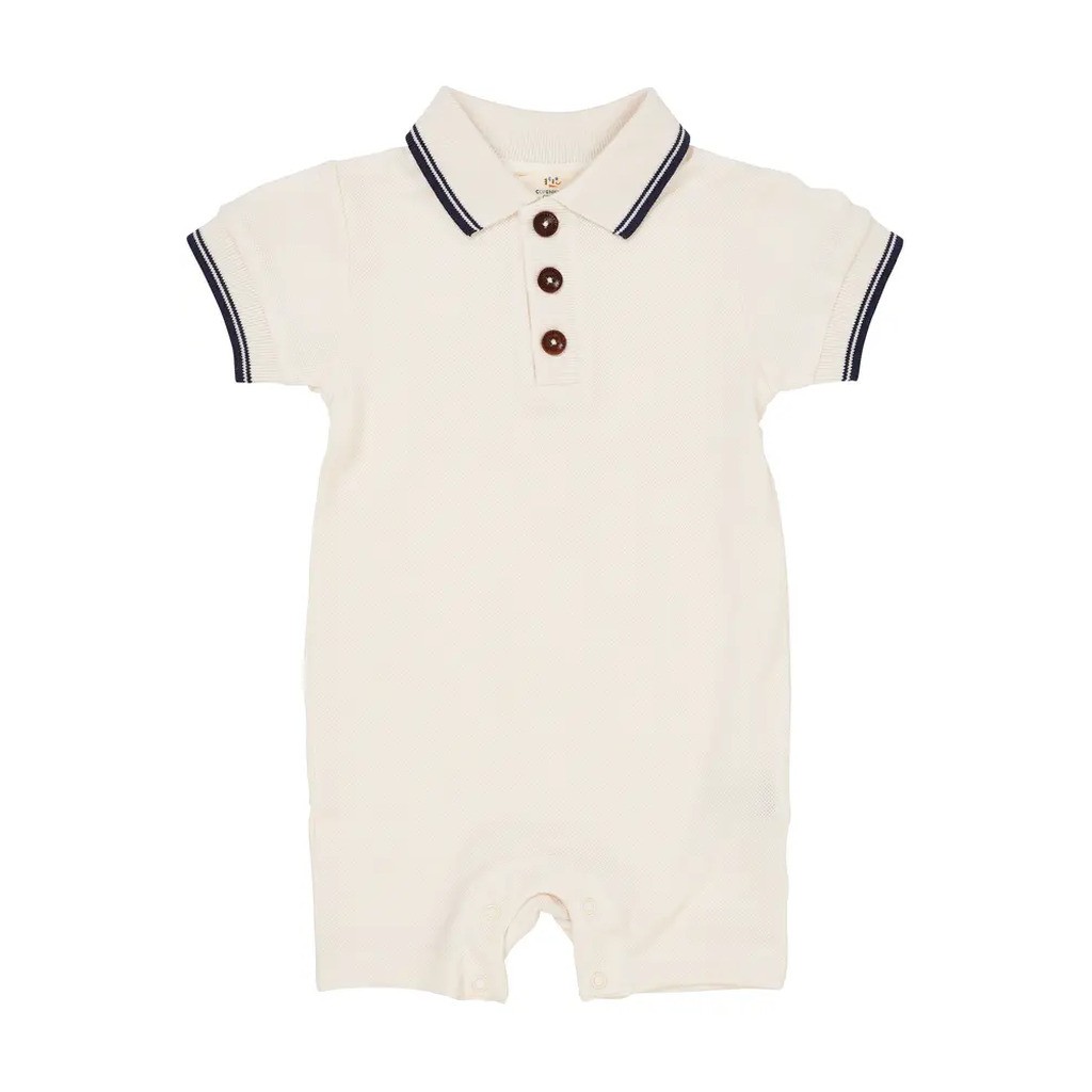 Pique polo romper - CREAM - 80