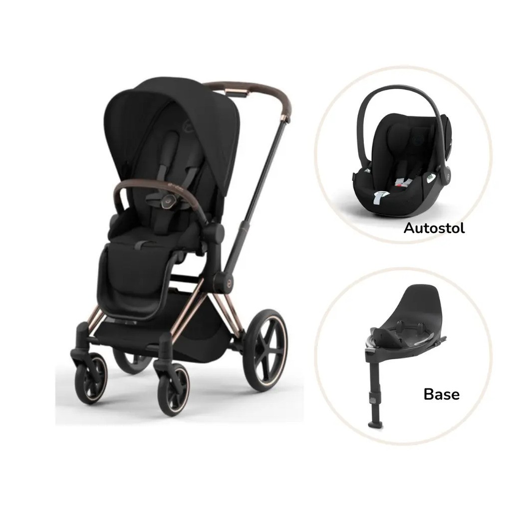 Priam klapvogn inkl. cloud T og base - sepia black/rosegold