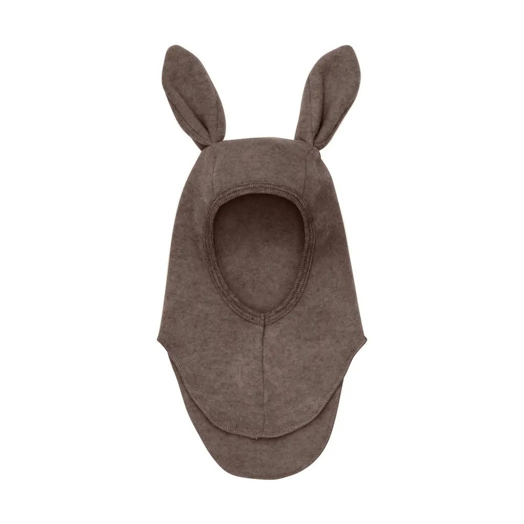 Elefanthue m. Ører Uld Fleece - Brown Melange - 2-4 ÅR