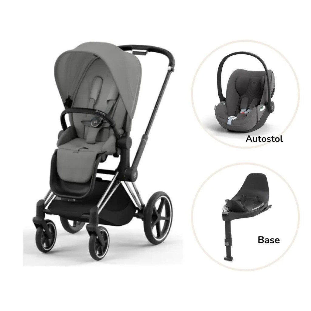 Priam klapvogn inkl. cloud T og base - mirage grey/chrome black PLUS