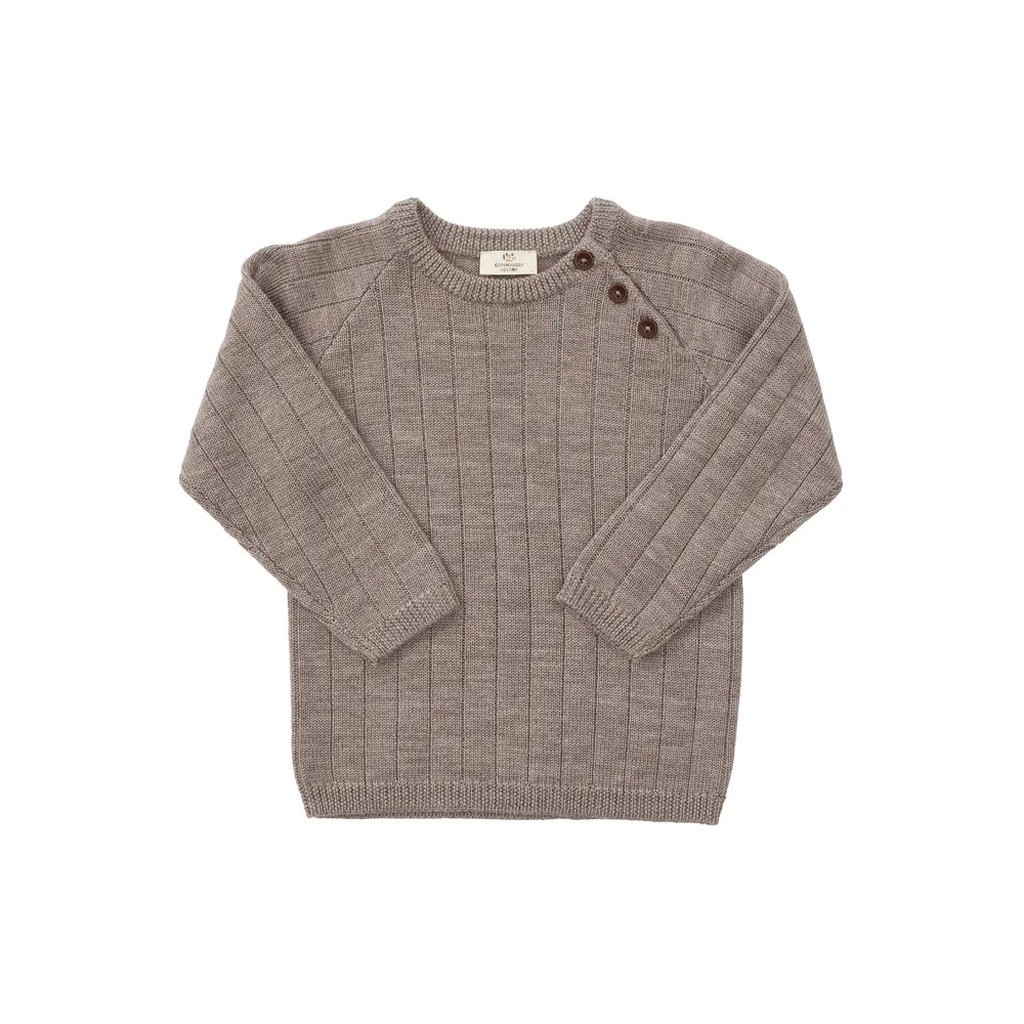 Strikket bluse i merino uld - LYS BRUN - 92